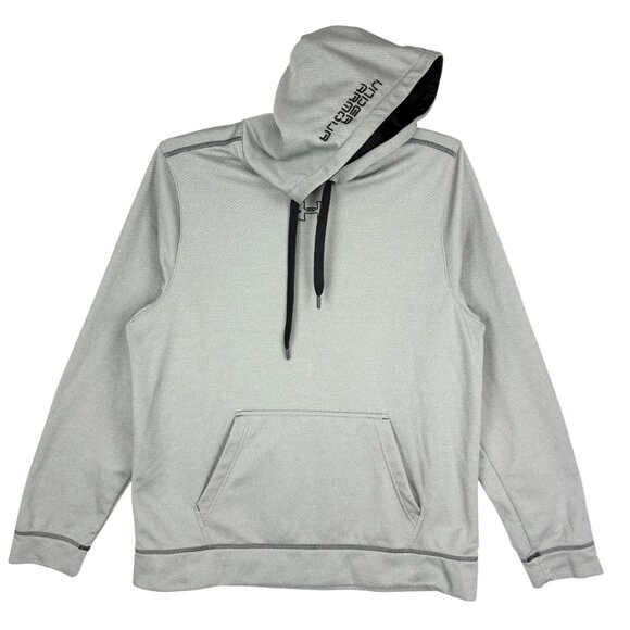 Under Armour Men's Pullover Loose Fit Gray Hoodie Sweatshirt Size L Drawstring - Picture 3 of 12